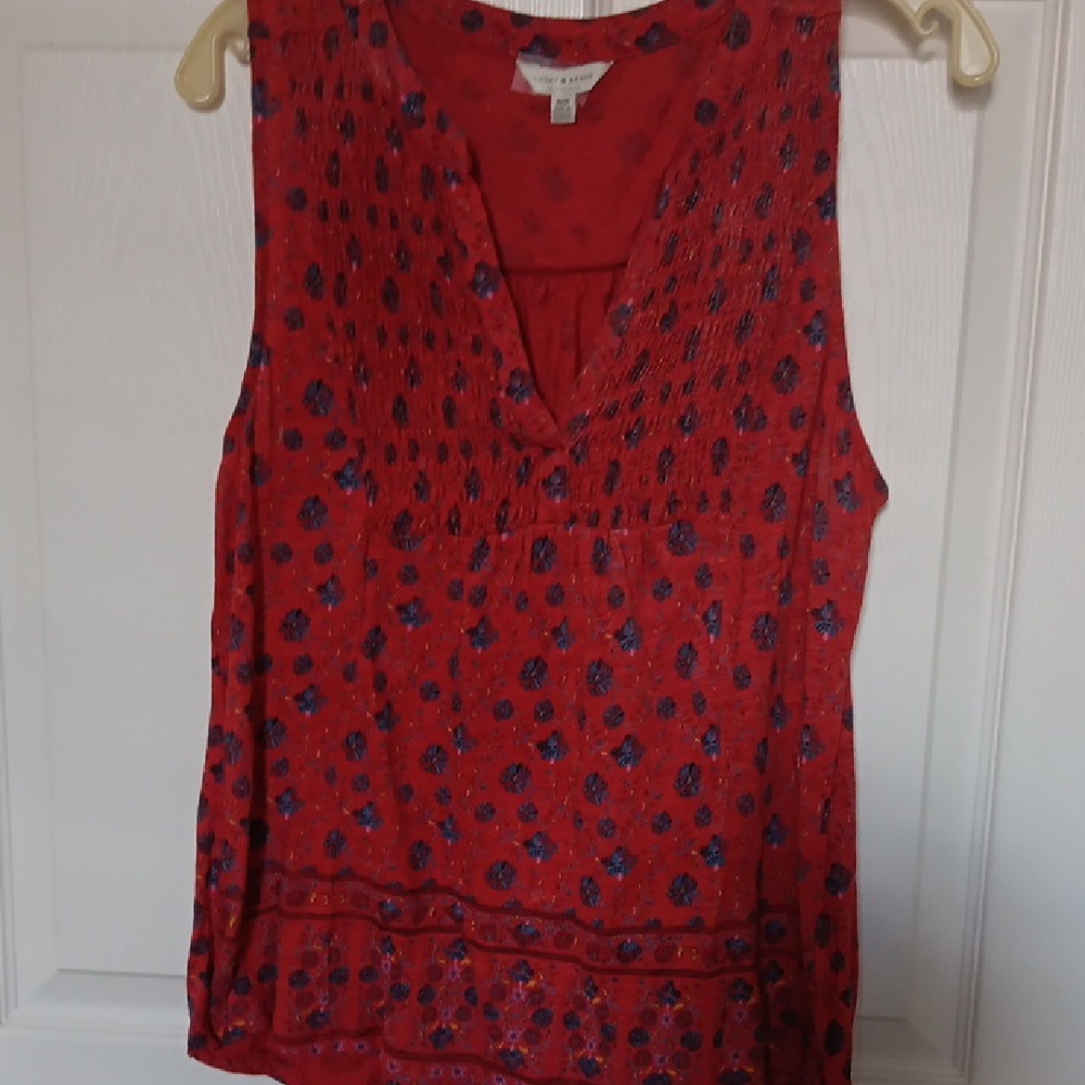 Lucky Brand Red Floral Sleeveless Blouse